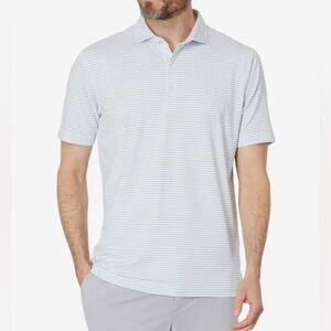 EUC johnnie-O Double Eagle Pinstripe Featherweight Polo in Maliblu Sz L